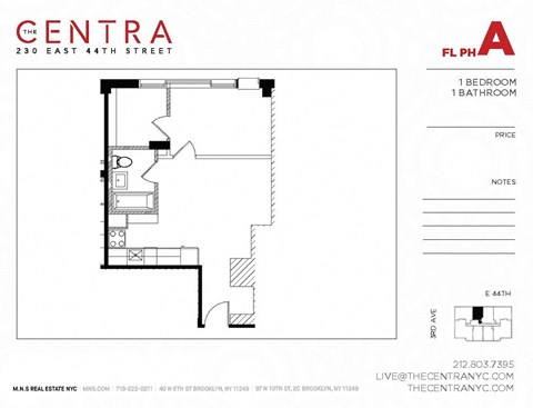 Floor plan for 1 bed, 1 bath, 426 sqft